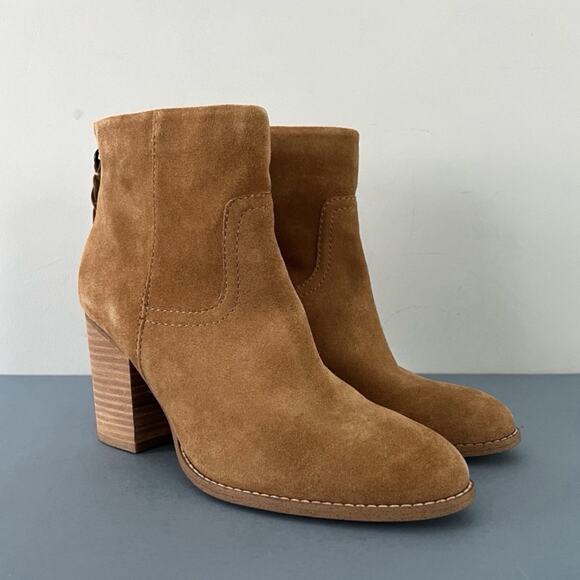 Splendid Hila Suede Sand Tan Block Heel Ankle Boots - Picture 1 of 6